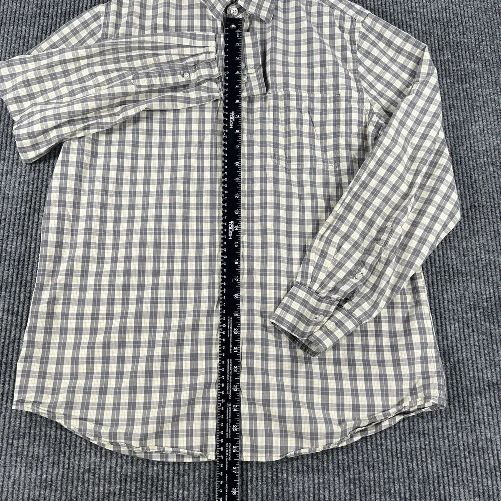 Banana Republic Shirt Mens Size Large Yellow Gray Plaid Long Sleeve Button Up